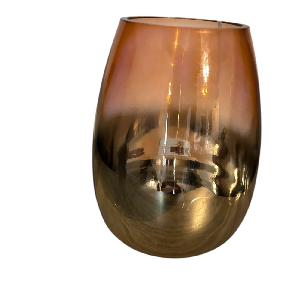 Debi Lilly Sunshine Vase. Elegant Ombre Glass. Coral to Silver. Small 7”. NWT
